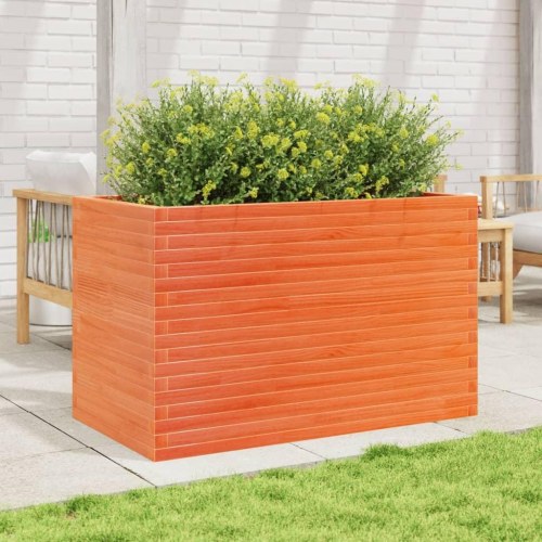 Plantekasse i massivt fyrretræ 110 x 60 x 68,5 cm - gyldenbrun