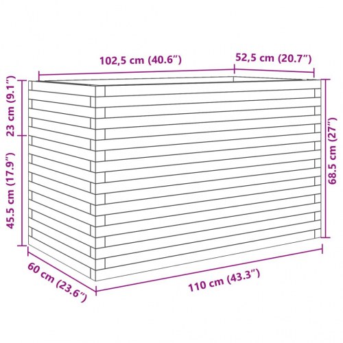 Plantekasse i massivt fyrretræ 110 x 60 x 68,5 cm - gyldenbrun