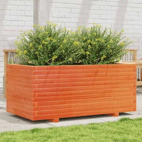 Plantekasse 110 x 60 x 49,5 cm i massivt fyrretræ - gyldenbrun