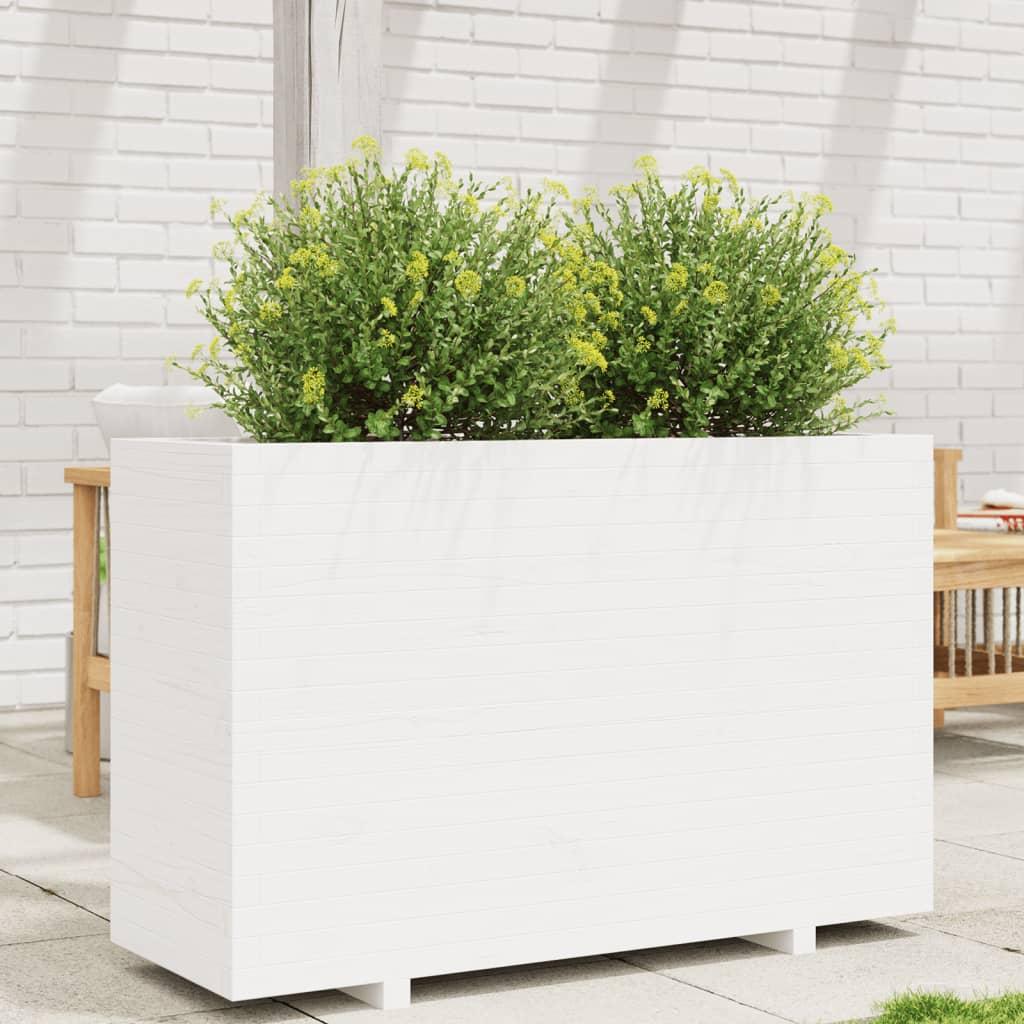 Plantekasse 110x40x72 5 Cm Massivt Fyrretræ Hvid