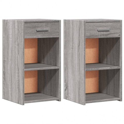 Sengeborde 2 stk. 35x34x65 cm konstrueret træ grå sonoma-eg