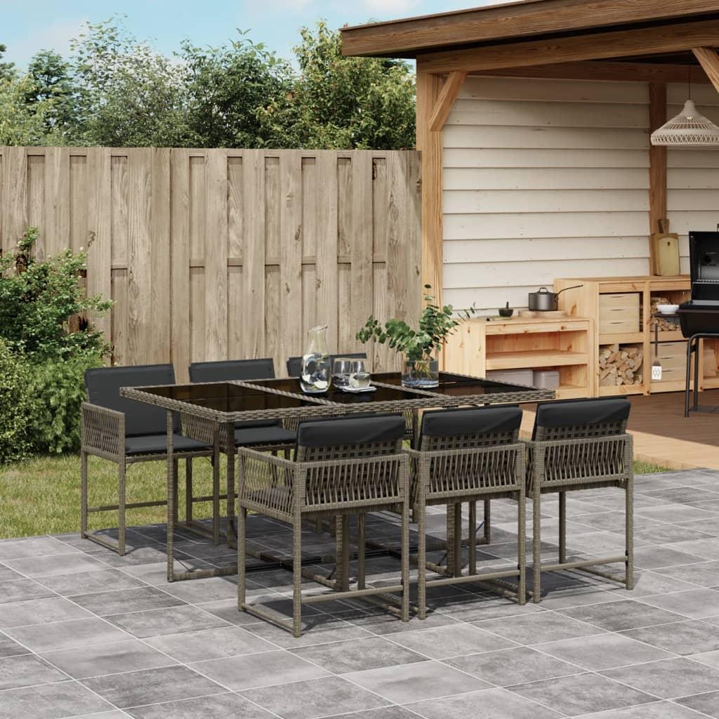 Spisebordssæt Til Haven 13 Dele Med Hynder Polyrattan - 6 / Grå / Glas