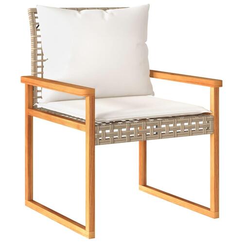 Bistrosæt 3 dele med hynder polyrattan og akacietræ beige