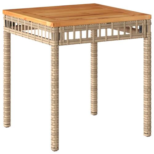 Bistrosæt 3 dele med hynder polyrattan og akacietræ beige