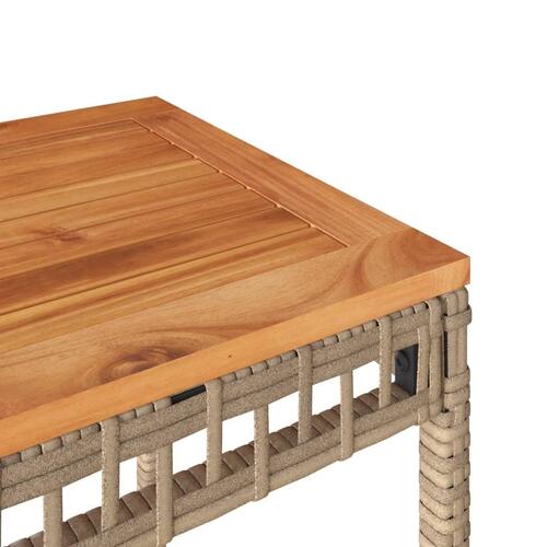 Bistrosæt 3 dele med hynder polyrattan og akacietræ beige