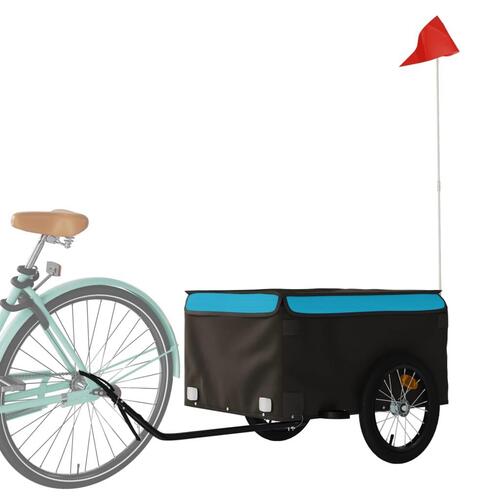Cykelanhænger 45 kg jern sort og blå