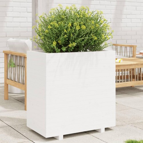 Plantekasse i massivt fyrretræ 70 x 40 x 72,5 cm - hvid