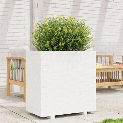 Plantekasse i massivt fyrretræ 70 x 40 x 72,5 cm - hvid