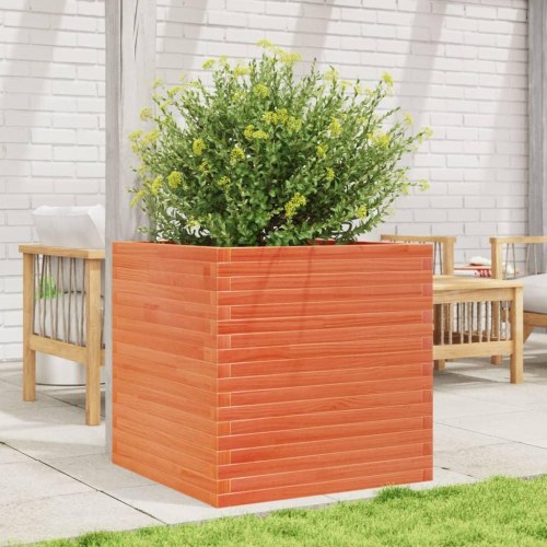 Plantekasse 70 x 70 x 68,5 cm i massivt fyrretræ - gyldenbrun