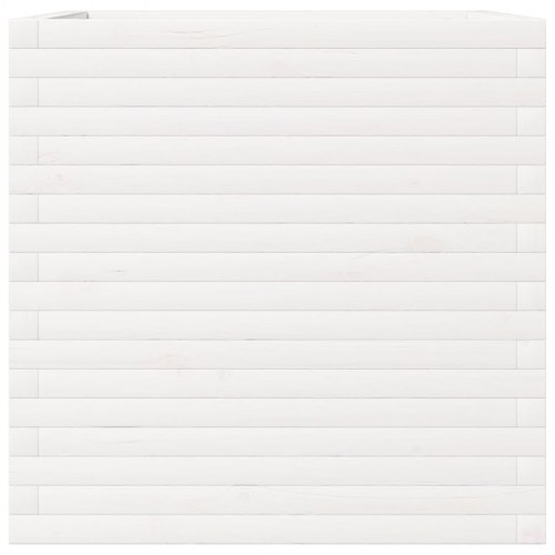 Plantekasse i massivt fyrretræ 70 x 70 x 68,5 cm - hvid