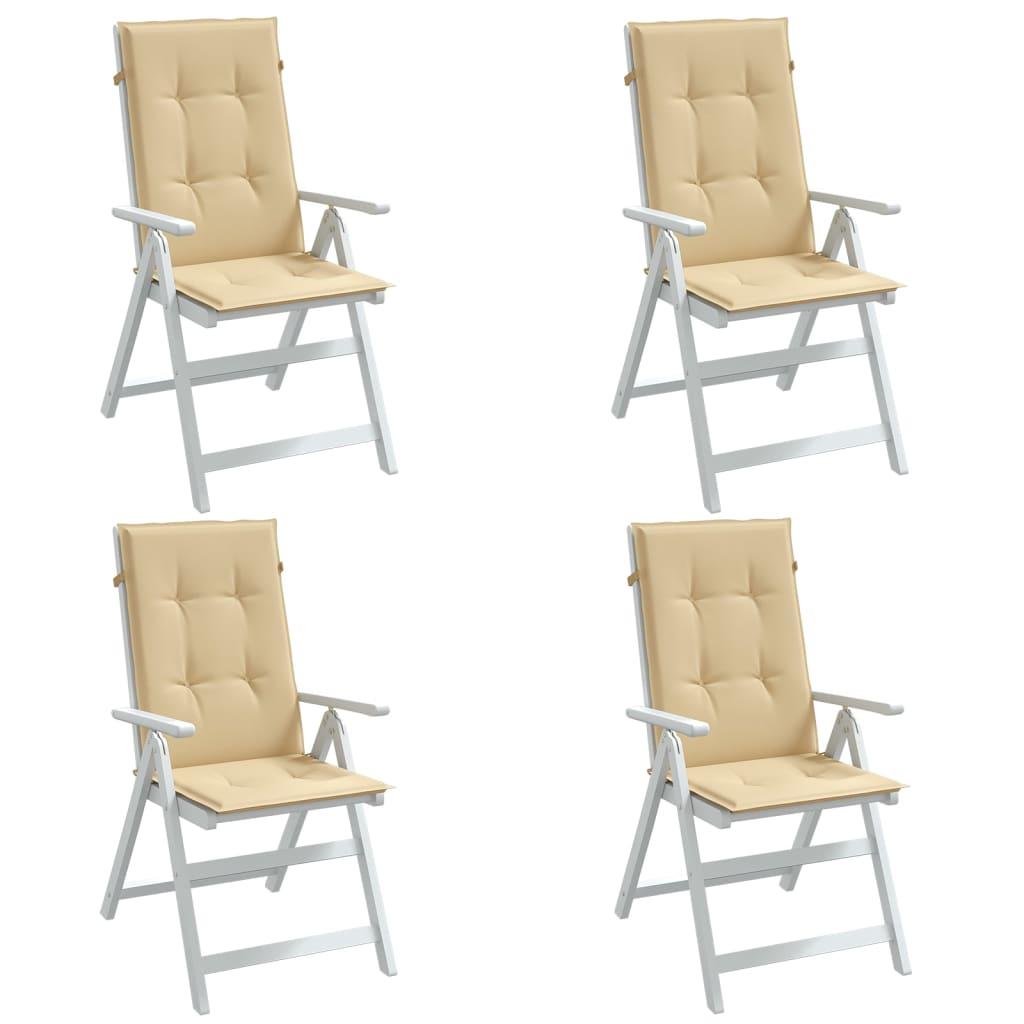 Stolehynder med høj ryg 4 stk. 120x50x4 cm stof beige billede