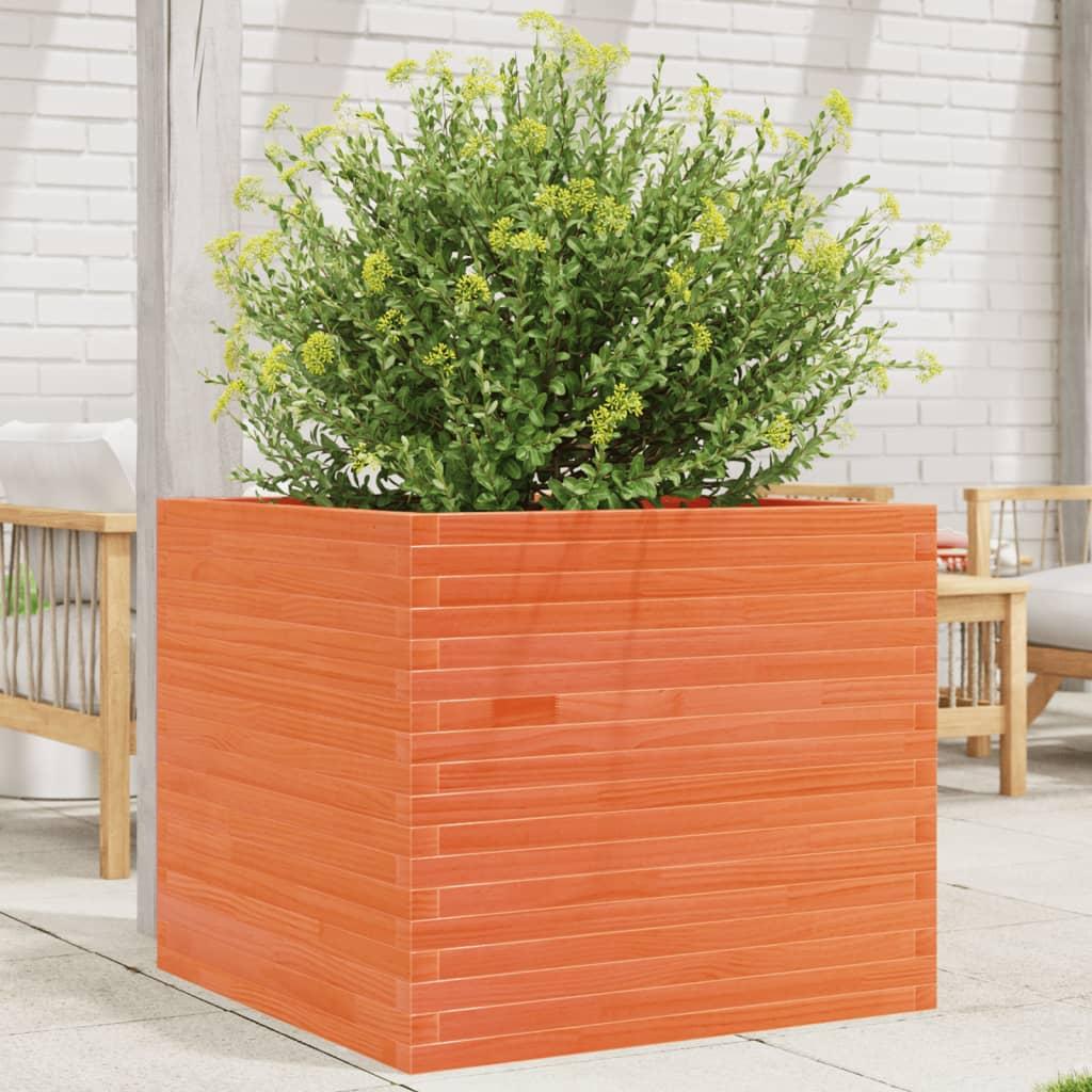 Plantekasse 80x80x68 Massivt Fyrretræ Gyldenbrun
