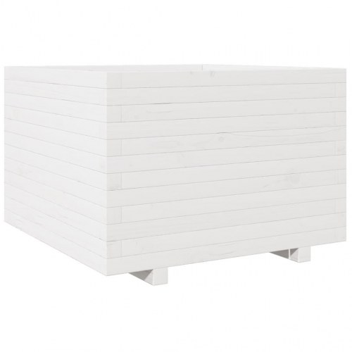 Plantekasse i massivt fyrretræ 70 x 70 x 49,5 cm - hvid