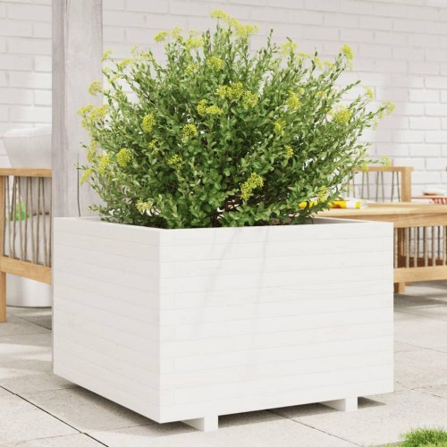 Plantekasse i massivt fyrretræ 70 x 70 x 49,5 cm - hvid