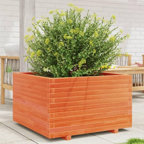 Plantekasse i massivt fyrretræ 80 x 80 x 49,5 cm - gyldenbrun