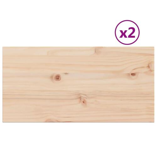 Bordplader 2 stk. 70x35x2,5 cm rektangulær massivt fyrretræ