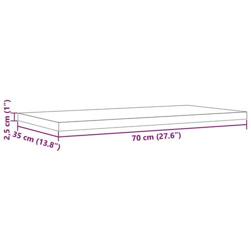 Bordplader 2 stk. 70x35x2,5 cm rektangulær massivt fyrretræ
