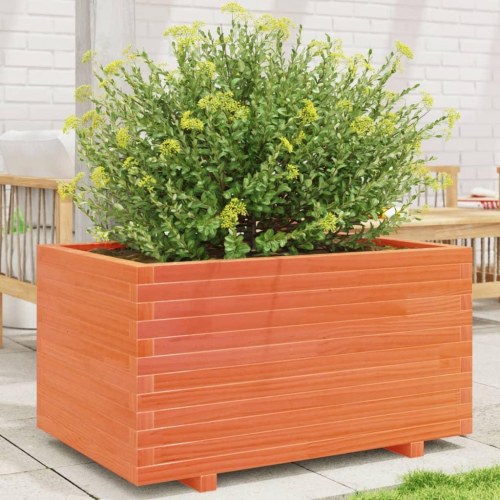 Plantekasse i massivt fyrretræ 90 x 60 x 49,5 cm - gyldenbrun