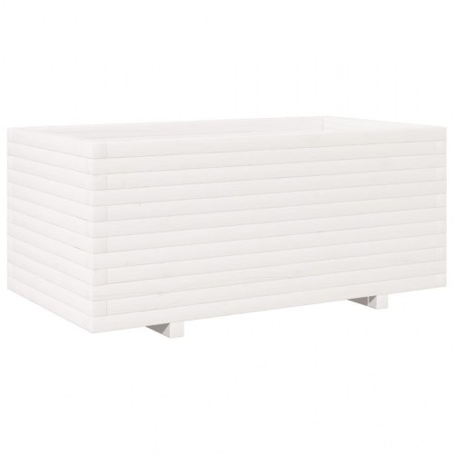 Plantekasse i massivt fyrretræ 110 x 60 x 49,5 cm - hvid