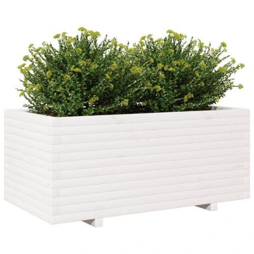 Plantekasse i massivt fyrretræ 110 x 60 x 49,5 cm - hvid