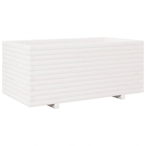 Plantekasse i massivt fyrretræ 110 x 60 x 49,5 cm - hvid