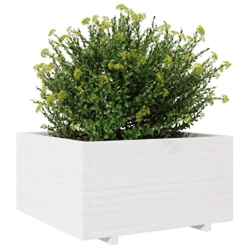 Plantekasse i massivt fyrretræ 90 x 90 x 49,5 cm - hvid