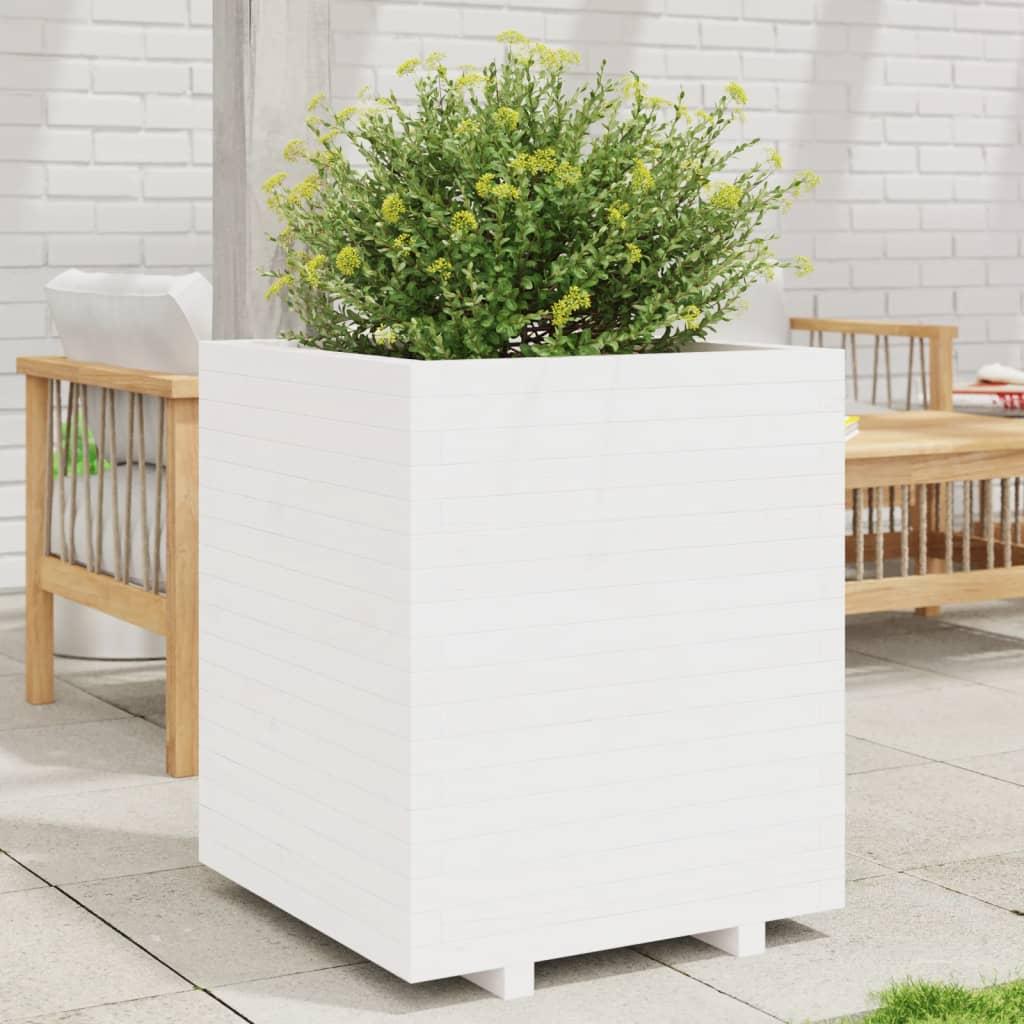 Plantekasse 60x60x72 Massivt Fyrretræ Hvid