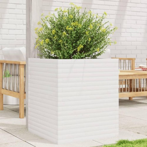 Plantekasse 60 x 60 x 68,5 cm i massivt fyrretræ - hvid