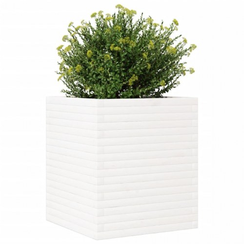 Plantekasse 60 x 60 x 68,5 cm i massivt fyrretræ - hvid