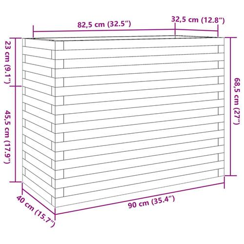 Plantekasse 90x40x68,5 cm massivt fyrretræ hvid