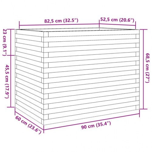 Plantekasse i massivt fyrretræ 90 x 60 x 68,5 cm - gyldenbrun