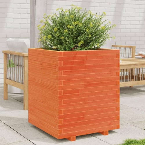 Plantekasse 60 x 60 x 72,5 cm i massivt fyrretræ - gyldenbrun