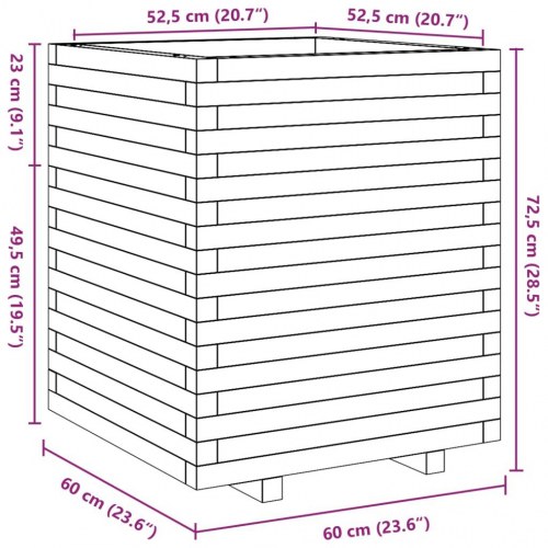 Plantekasse 60x60x72,5 cm imprægneret fyrretræ