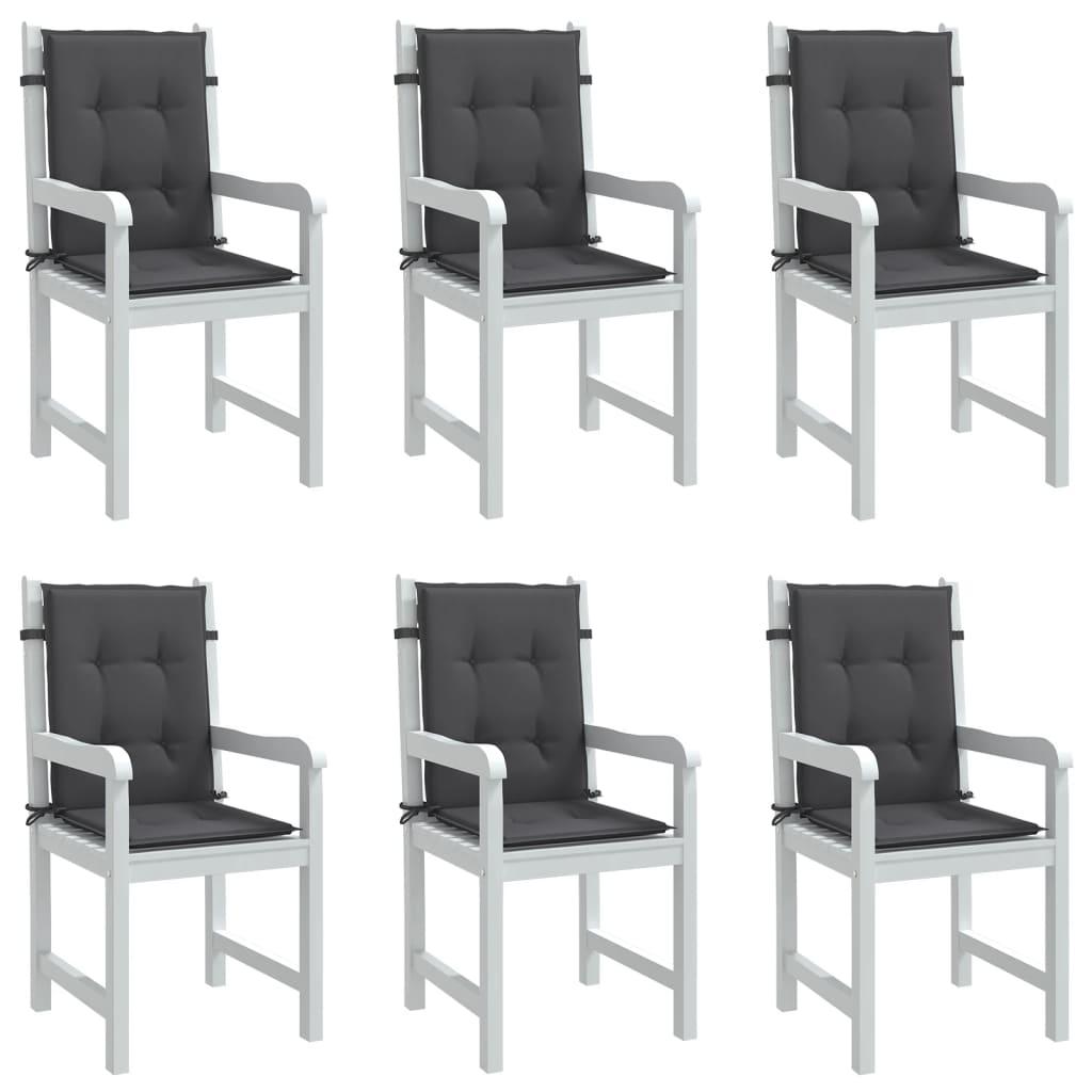 Stolehynder med lav ryg 6 stk. 100 x 50 x 4 cm stof antracitgrå