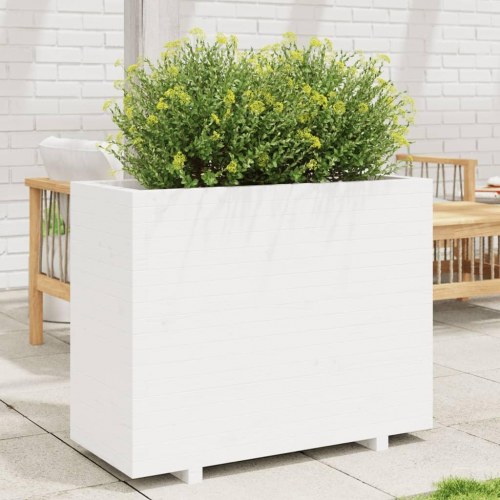 Plantekasse 90x40x72,5 cm massivt fyrretræ hvid