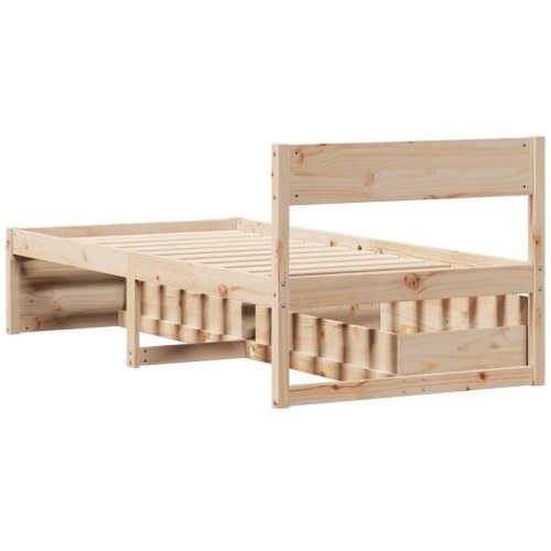 Sengeramme med skuffer 90 x 190 cm i massivt fyrretræ