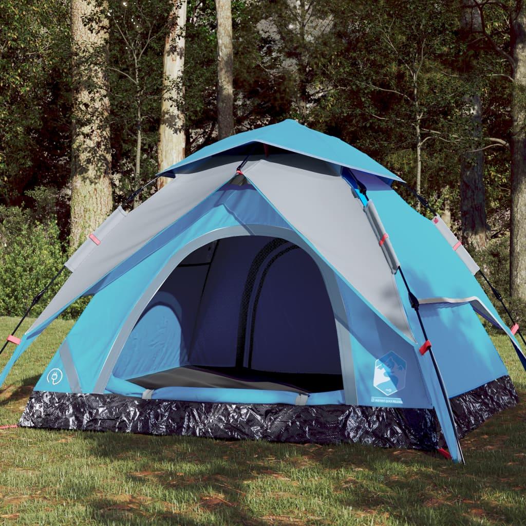 4-personers campingtelt med quick-release - blå kuppeltelt billede