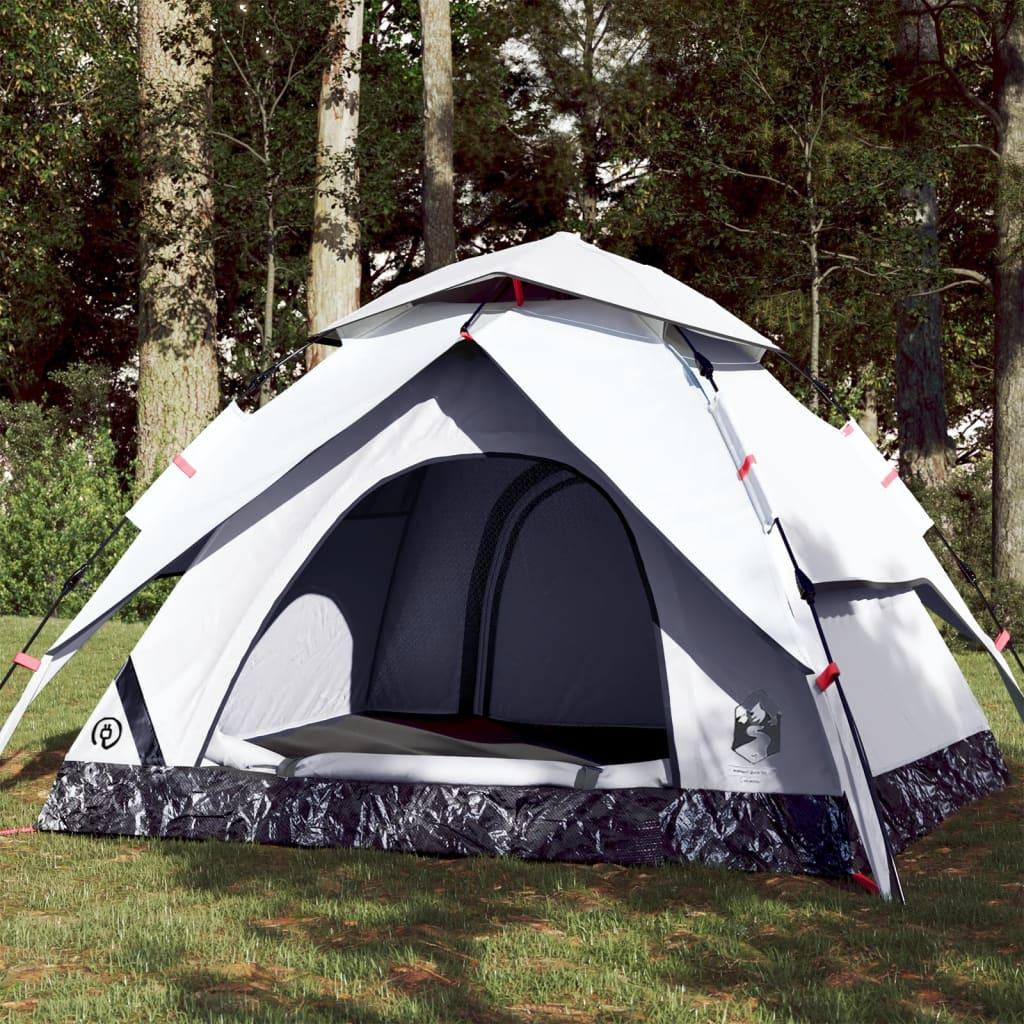 3 Personers Campingtelt Kuppel Quick Release Mørklægning Hvid
