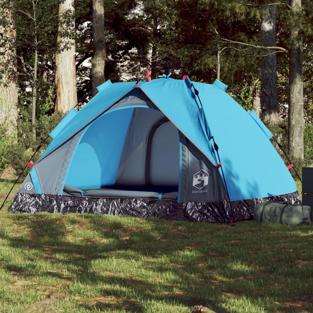 3 Personers Campingtelt Kuppel Quick Release Blå