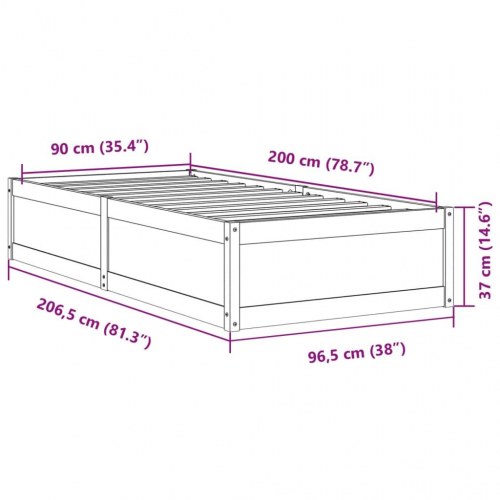 Sengeramme 90x200 cm i massivt fyrretræ - uden madras