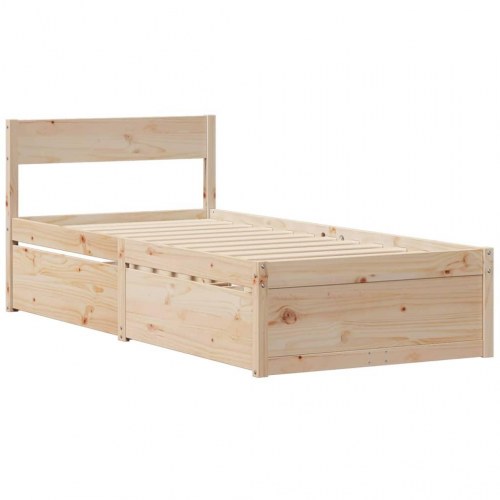 Sengeramme med skuffer uden madras 75 x 190 cm - massivt fyrretræ