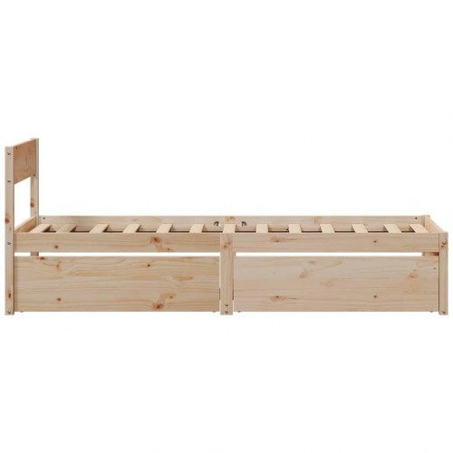 Sengeramme med skuffer uden madras 75 x 190 cm - massivt fyrretræ
