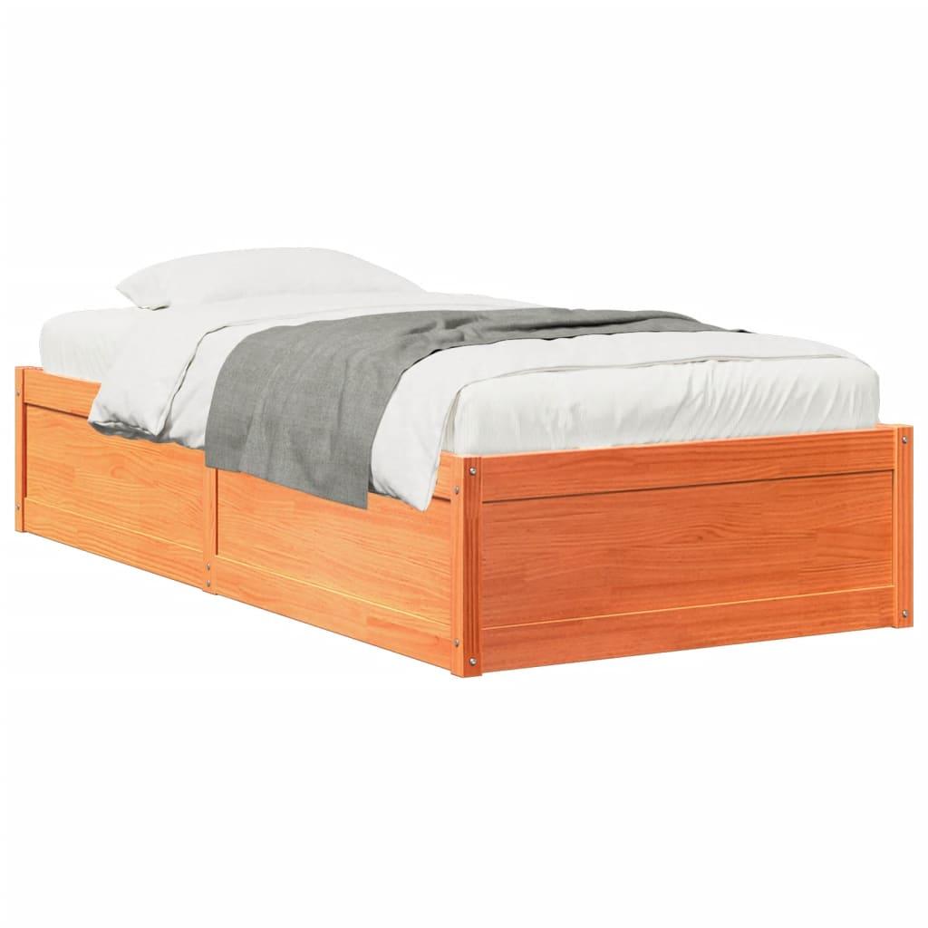 Sengeramme Uden Madras Massivt Fyrretræ - Gyldenbrun / 90 x 190 cm