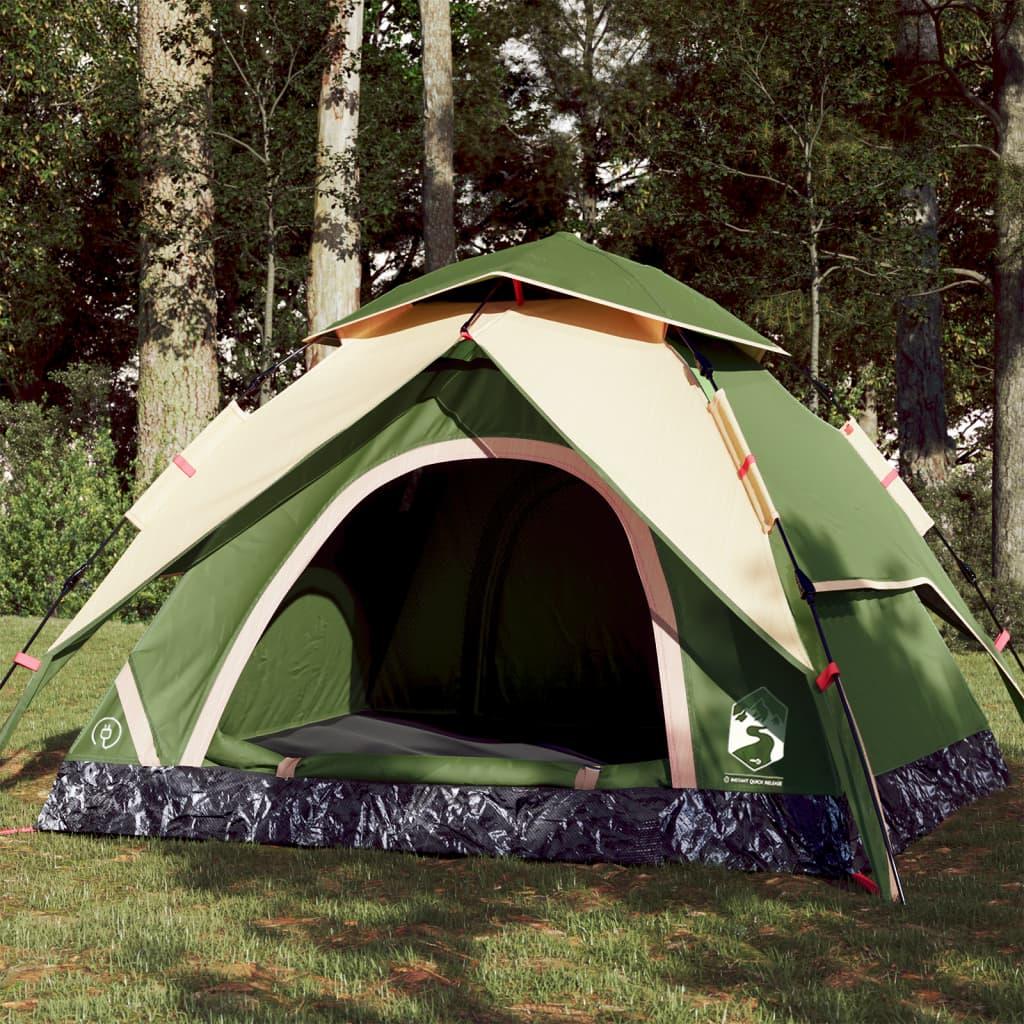 4-personers campingtelt med quick-release - grøn kuppel billede