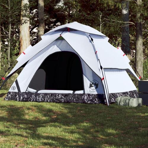 5-personers campingtelt kuppel quick-release mørklægning hvid
