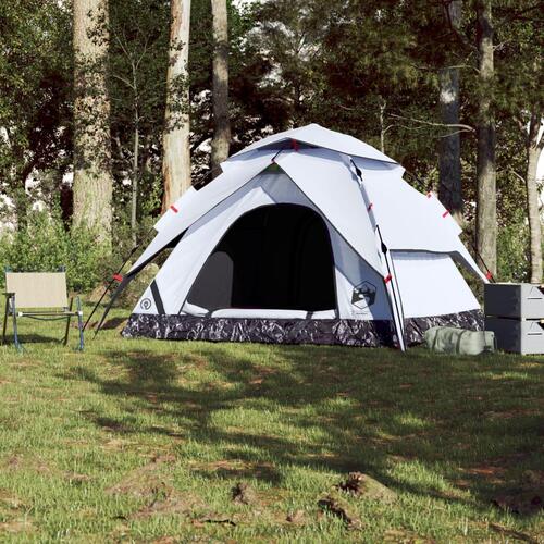 5-personers campingtelt kuppel quick-release mørklægning hvid