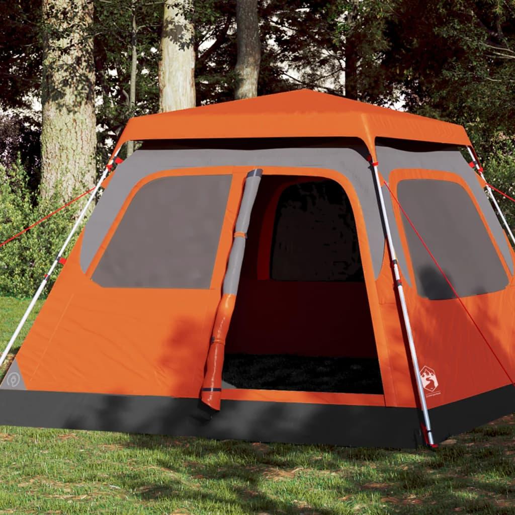 4 Personers Campingtelt Kuppel Quick Release Grå Og Orange
