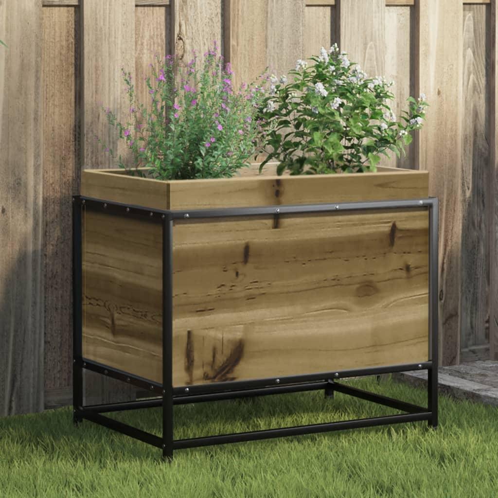 Plantekasse 60×40×50 cm i imprægneret fyrretræ med stålstel