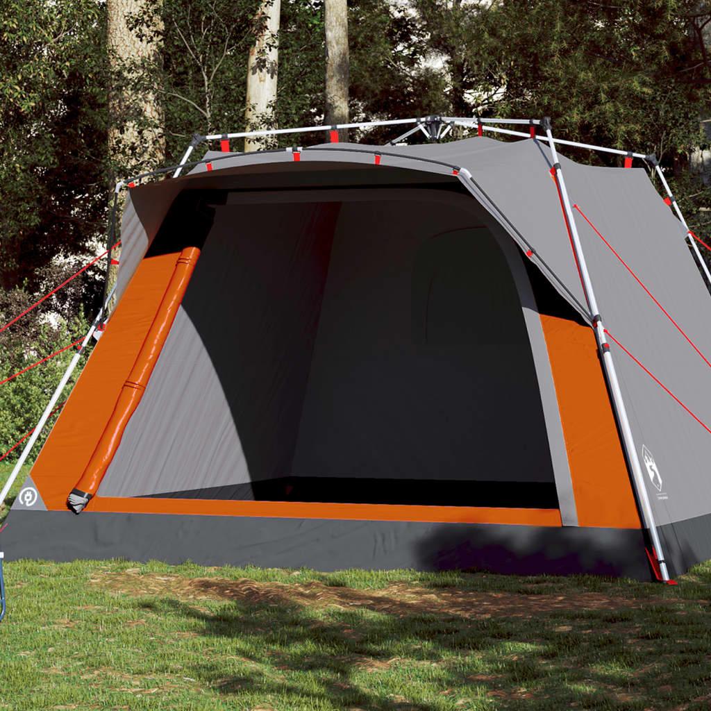 4 Personers Campingtelt Quick Release Grå Og Orange