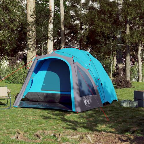 3-personers campingtelt kuppel quick-release blå